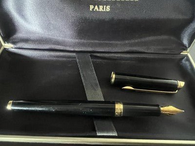 🔴 WATERMAN penna stilografica Perface lacca nera pennino M profili dorati