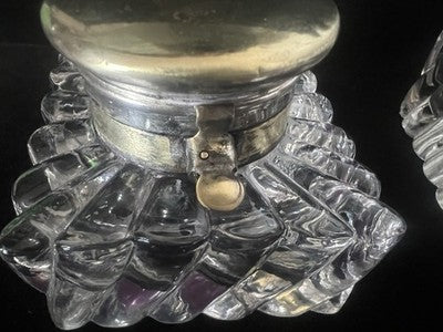 🔴 Calamai da scrivania cristallo e ottone epoca fine Ottocento grandi misure