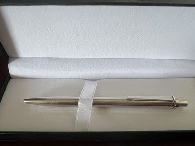 🔴 MONTEGRAPPA penna sfera cromata finitura RODIO pulsante a scatto scrive