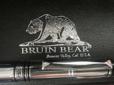 🔴 BRUIN BEAR penna a sfera modello 4054B Metallo cromato lucido Rotazione NO