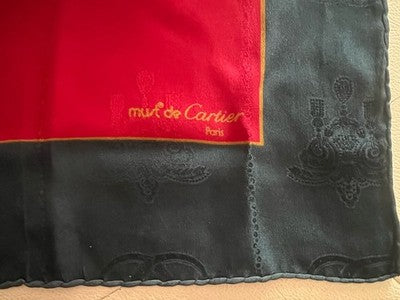 🔴 CARTIER foulard seta jacquard tono su tono Nuit de Cartier originale VINTAGE