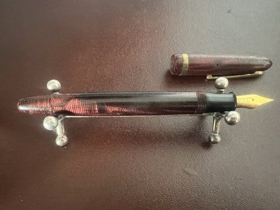 🔴 ASTURA penna stilografica 108 celluloide pulsante di fondo scrive vintage '50