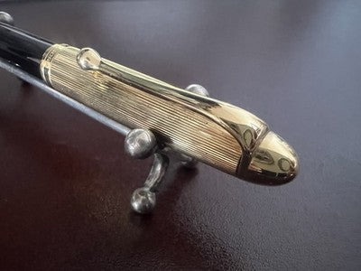 Aurora Rollerball Pen 88 Gold Striped Cap Black Body Warranty 