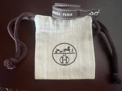 🔴 HERMES sacca gioiello accessori anti polvere L8 h 9 cm tessuto lacci e nastro