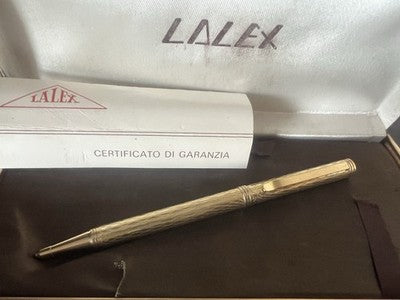 Lalex Stylo-Plume Sphère Plaqué Or Losanges Écrit Vintage Avec Trousse
