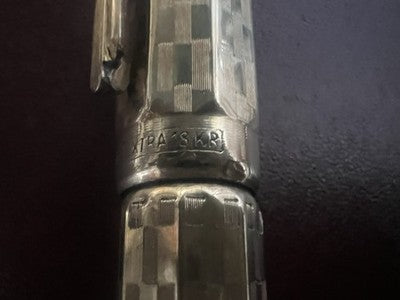 Zenith Extra Fountain Pen Retractable Plated Gold 18K Chessboard Vintage '40