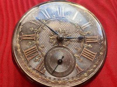 🔴 Antique 925 SILVER pocket watch with 3 hinges, London 1870, works