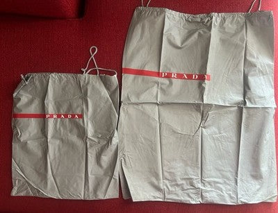 🔴 PRADA sacche borsa scarpe anti polvere o viaggio PVC originali 2 PEZZI