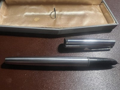 🔴 AURETTA penna stilografica By Aurora cromata e cartucce vintage anni 70 B