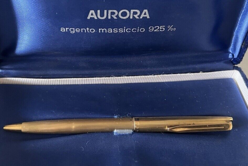 🔴 AURORA penna sfera ARGENTO MASSICCIO 925 placcata oro 9 carati, scrive