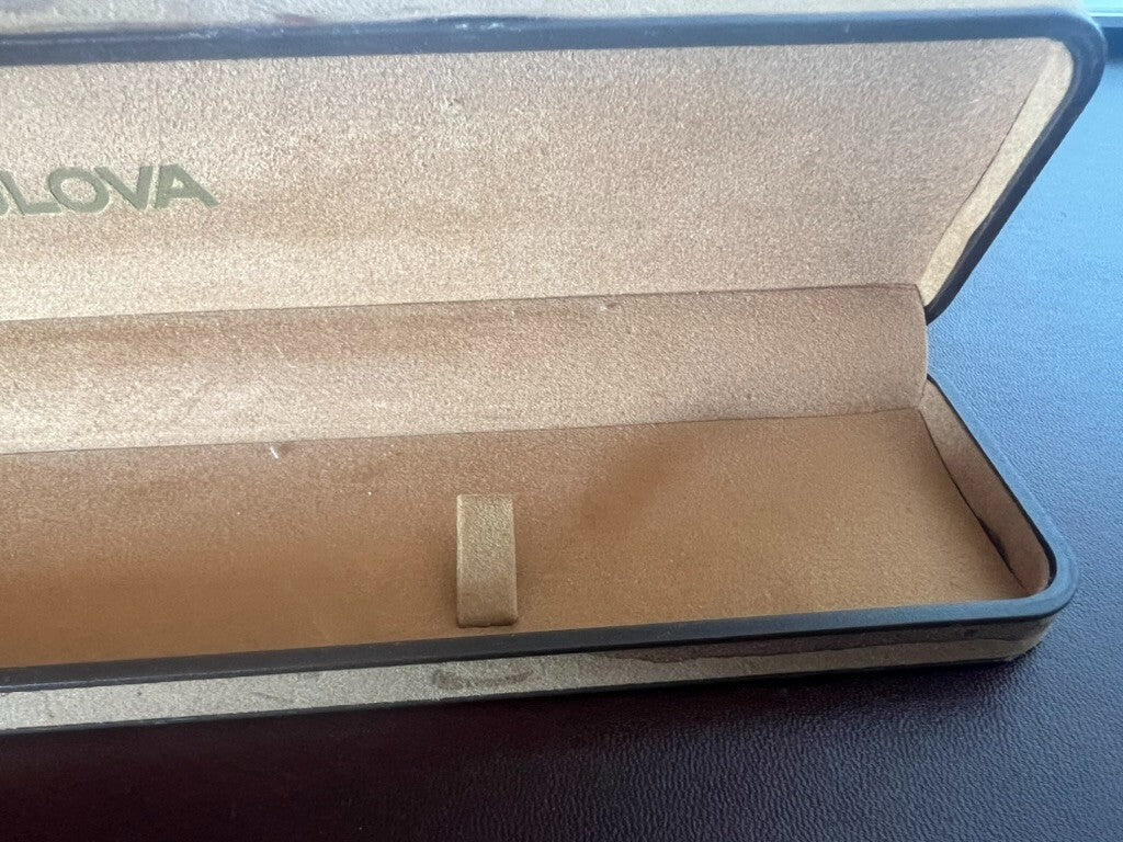 🔴 BULOVA box scatola orologio cofanetto custodia floccato marrone vintage