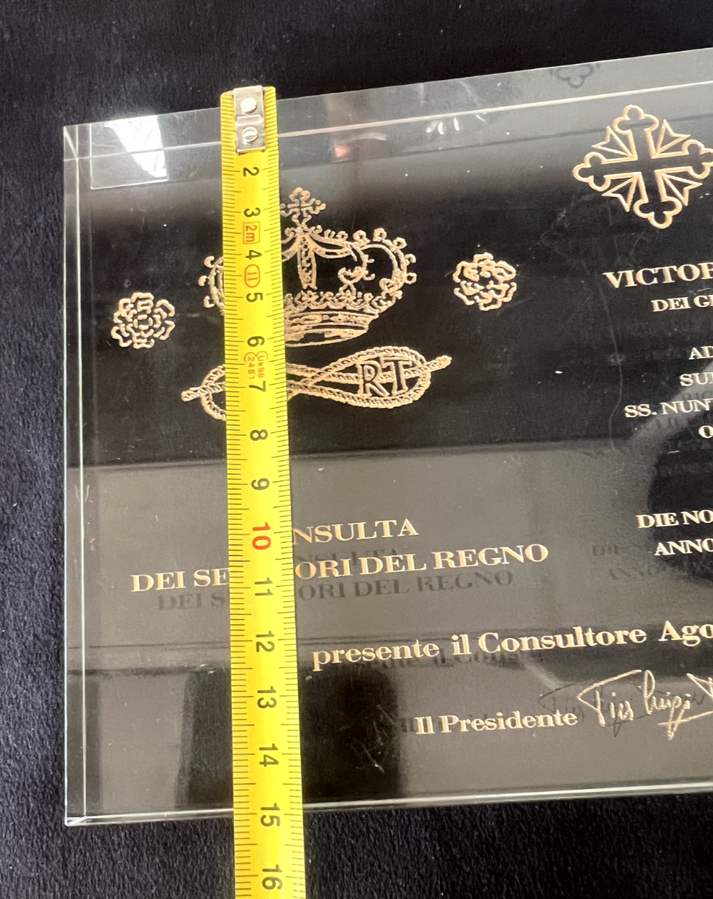 Panonceau Vittorio Emanuele Voir Senateurs Du Regno Plexy Gravé Doré 13