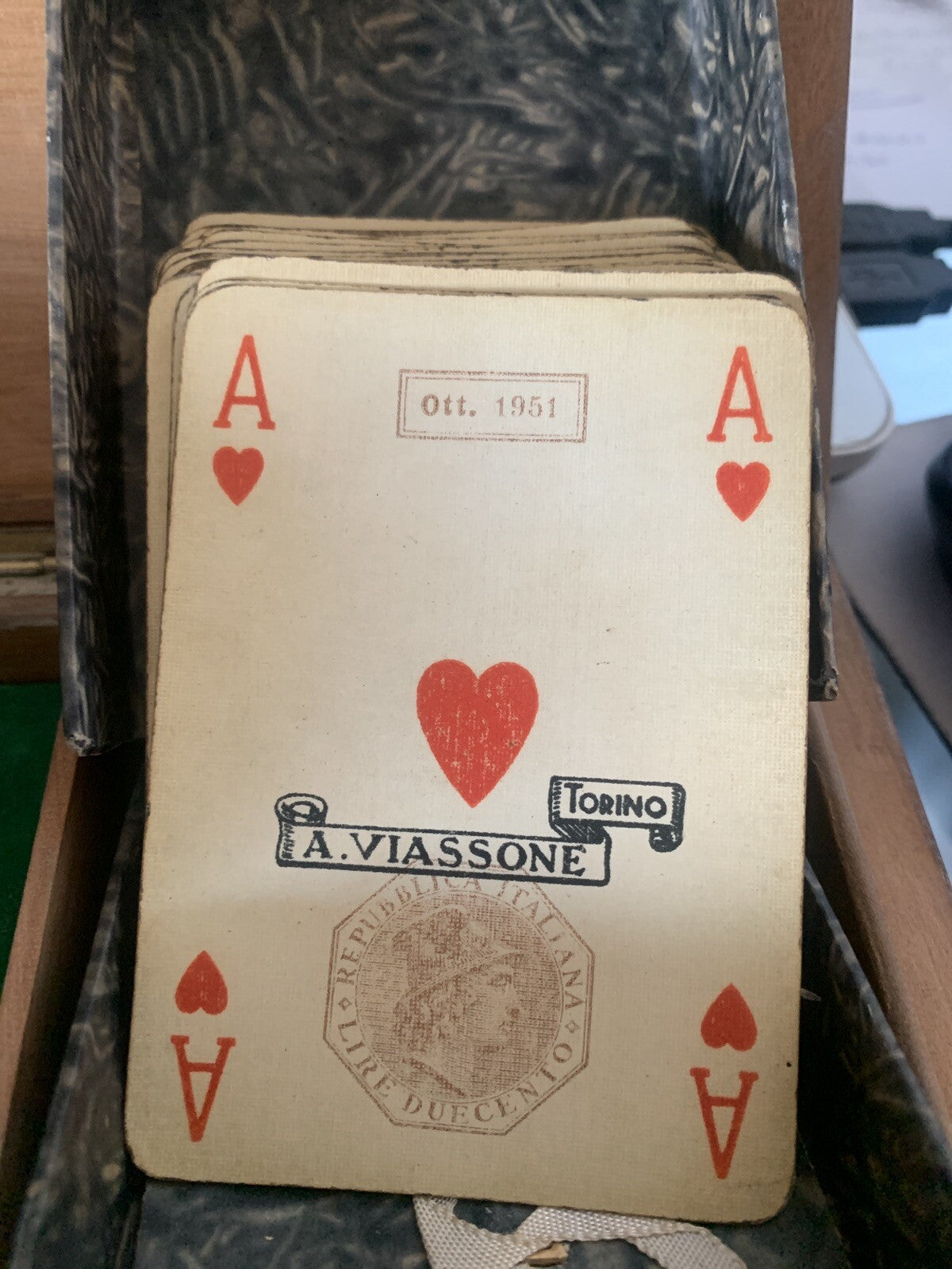 Cartes Jeu République 1951 Français Boite Acronymes Argent Vintage