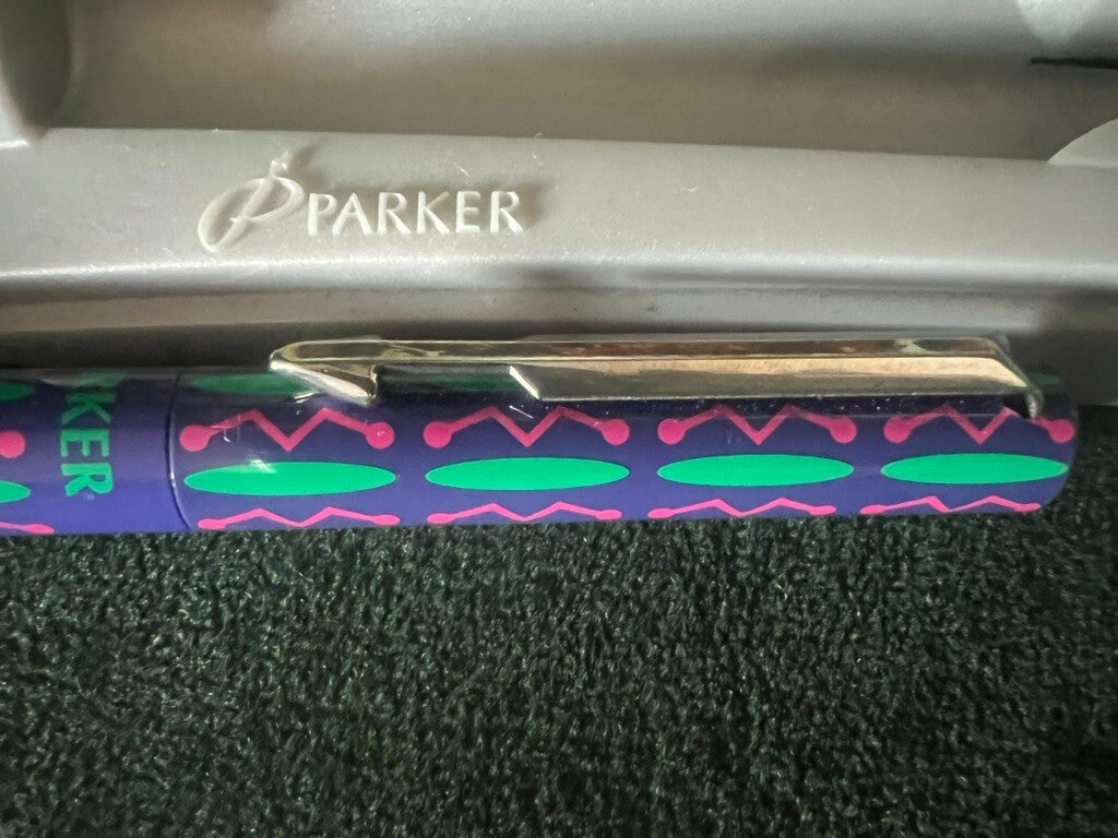 🔴 PARKER penna stilografica VECTOR multi colore pennino F scrive vintage 1990