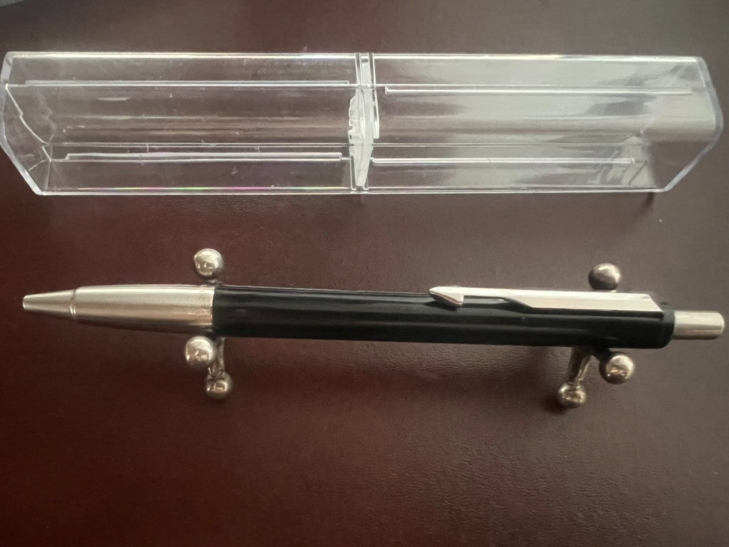 🔴 PARKER penna sfera Vector nero cromata pulsante a scatto scrive vintage