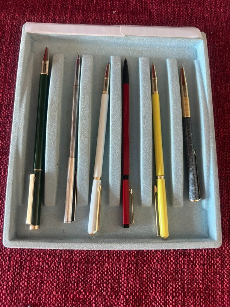 Stilus Nova Penne Sphère Laque Vert Blanque Ed Autres Lot 6 Pcs Vintage 1970