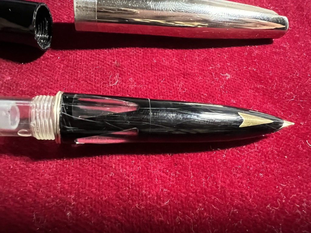 Stylo-Plume Stylo à Plume Piston Or + Sphère Celluloïd Antique 1940