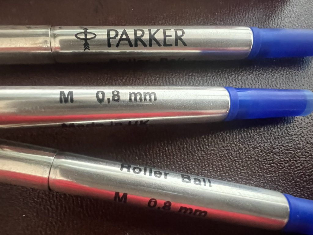 Parker Refill Stift Roller Ball Blau M 8FC 3 Stücke Neu Laden Ersatzteile