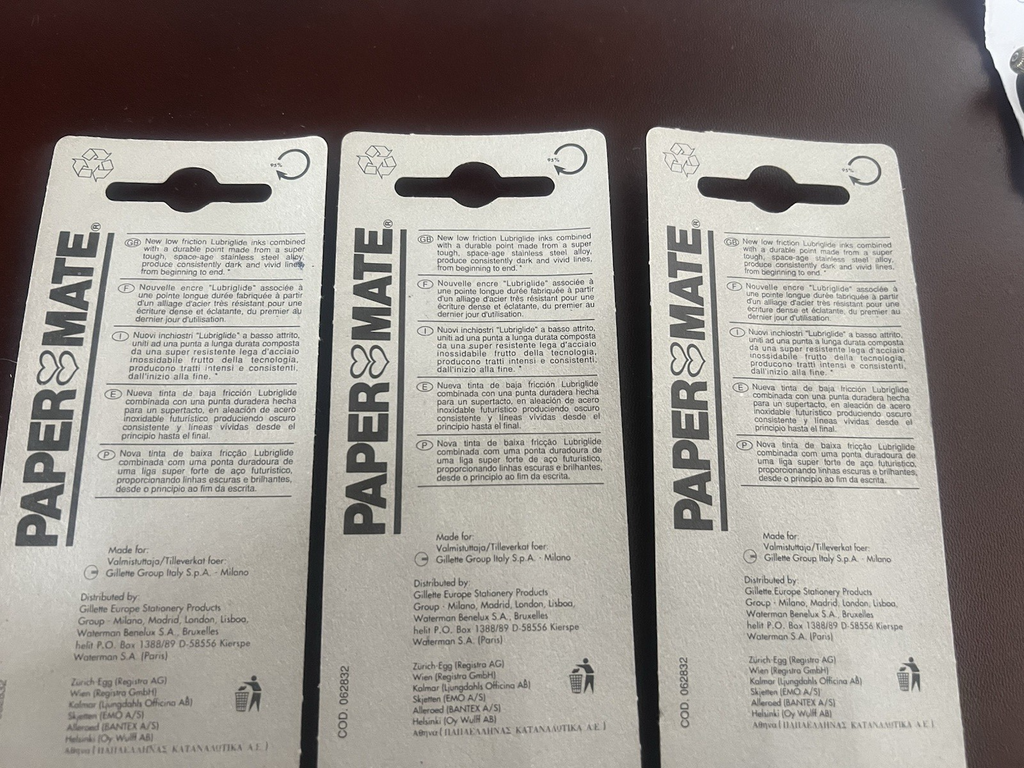 🔴 PAPERMATE refill penna nero medio 3 PEZZI ricambio ricarica inchiostro Aurora