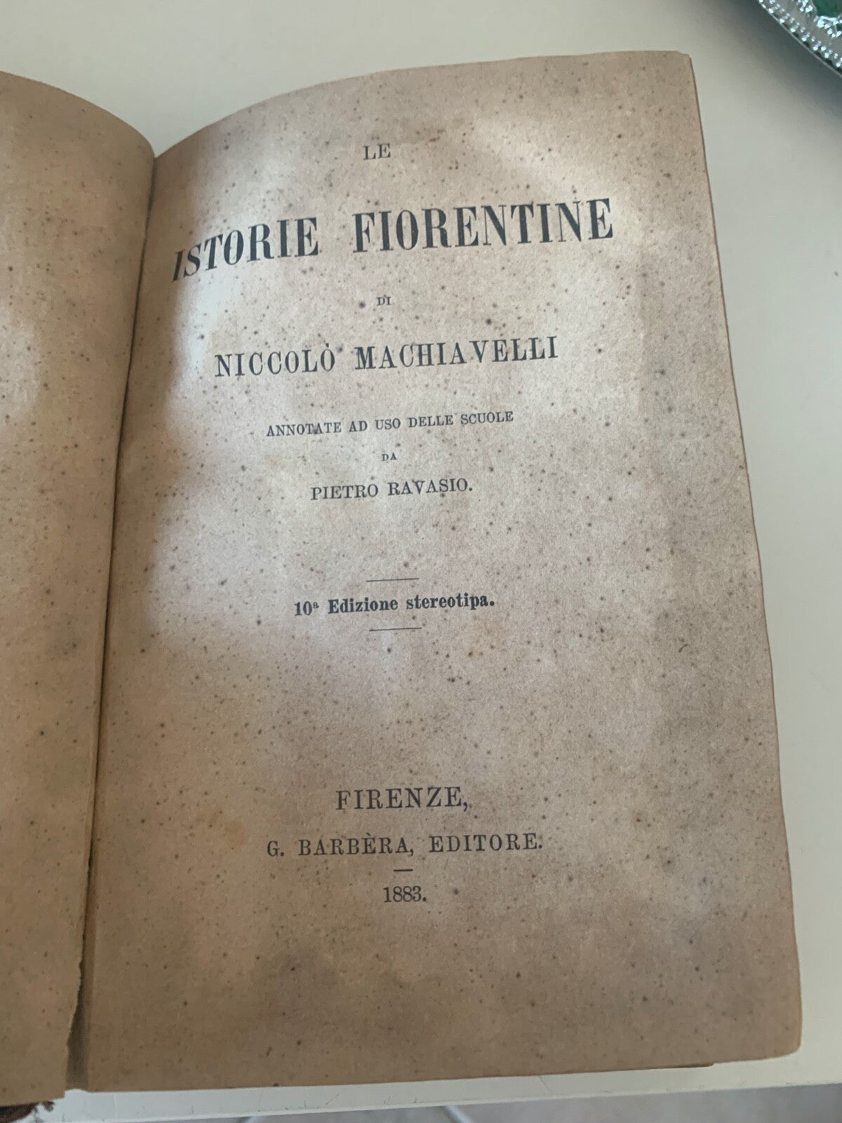🔴 Book THE FLORENTINE HISTORIES Niccolò Machiavelli Ravasio ancient 1883