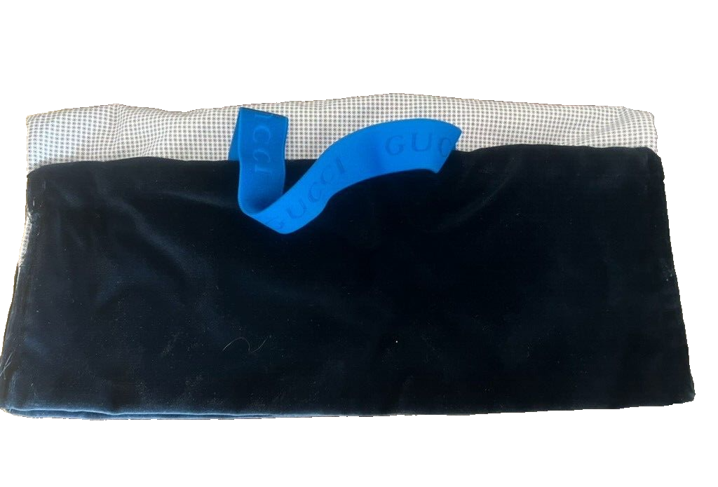 🔴 GUCCI sacca anti polvere borsa scarpe da viaggio velluto blu 39 cm NOS