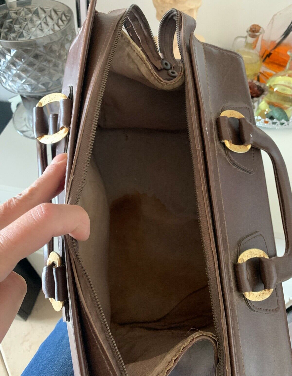 🔴 Borsa DOTTORE marrone in similpelle vintage da collezione