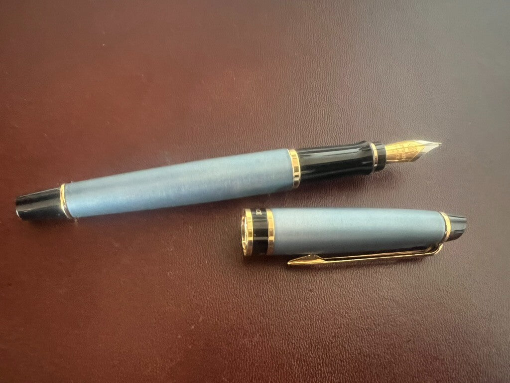 🔴 WATERMAN penna stilografica Emisphere lacca azzurra pennino M e cartucce CP