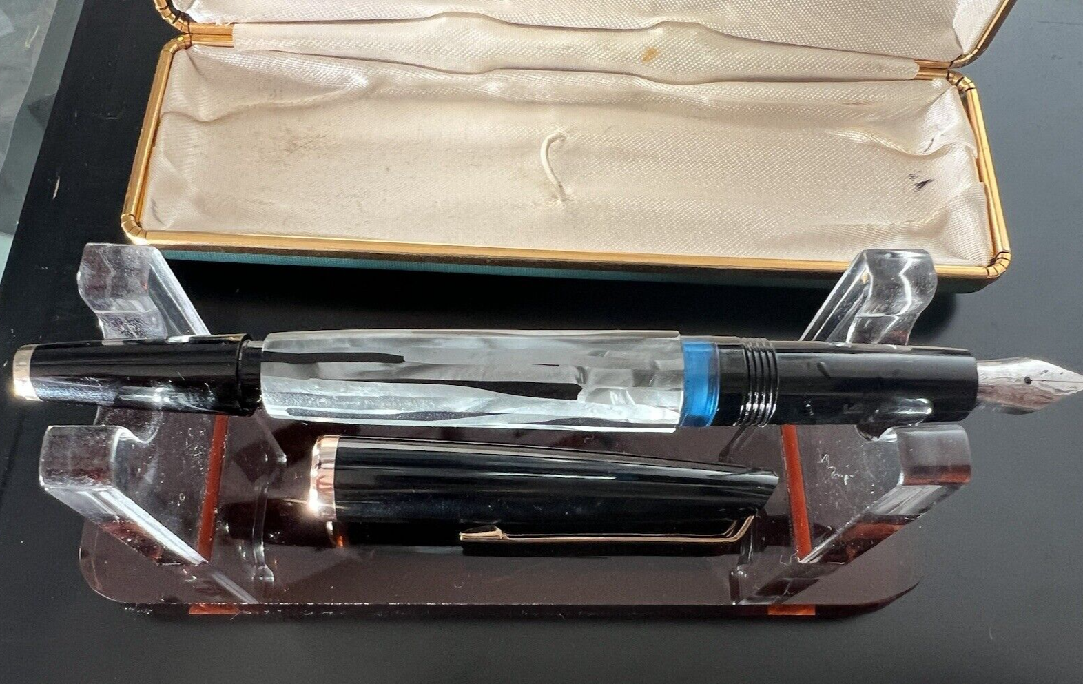 🔴 KREUZER penna stilografica celluloide marmorizzata a pistone Germany vintage