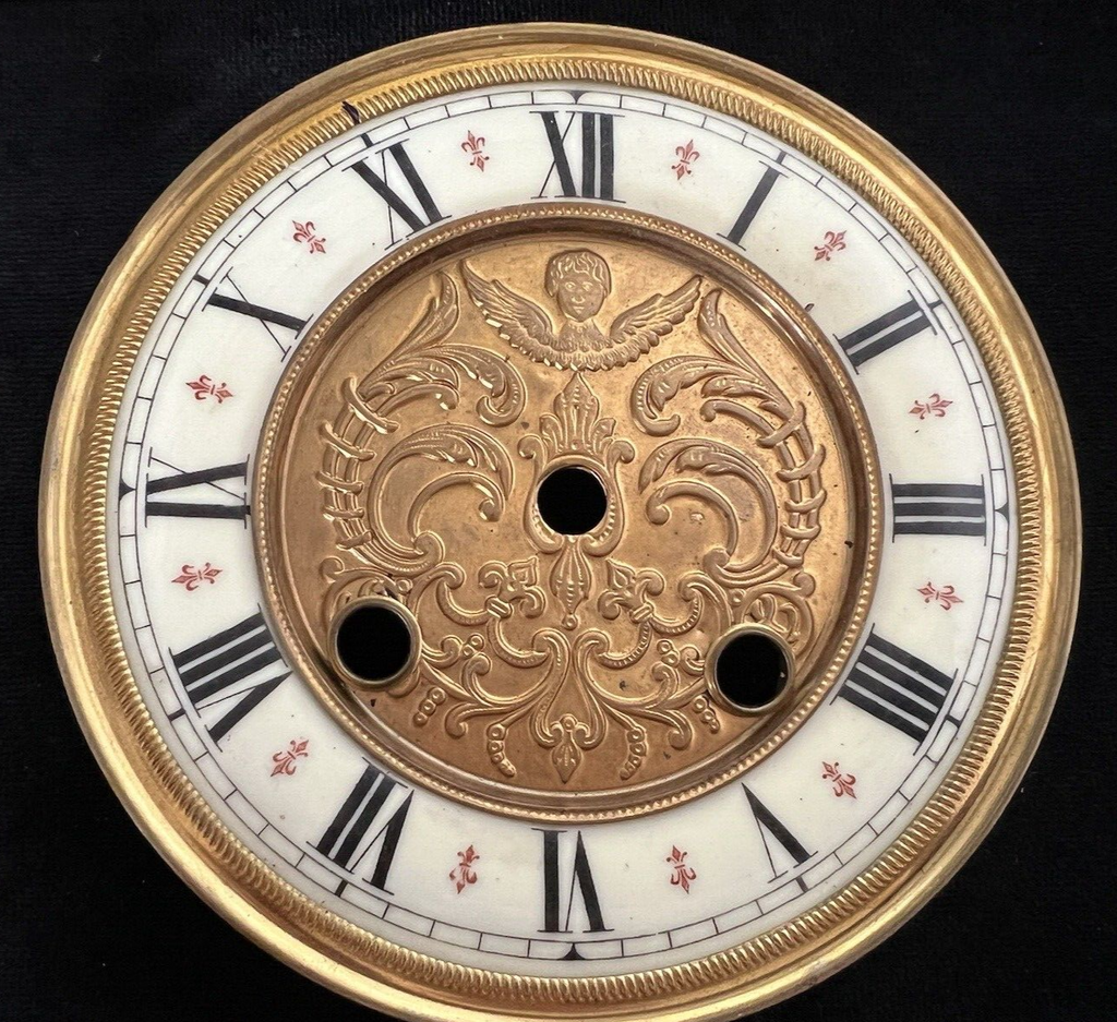 Rote Wanduhr mit Pendel, Zifferblatt aus Emaille, Vintage-Ersatzteile 