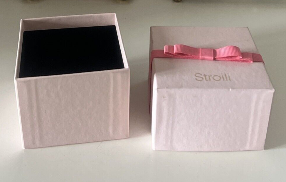 🔴 STROILI Ringbox, Ohrringe, Anhänger, Charms mit rosa Schleife 