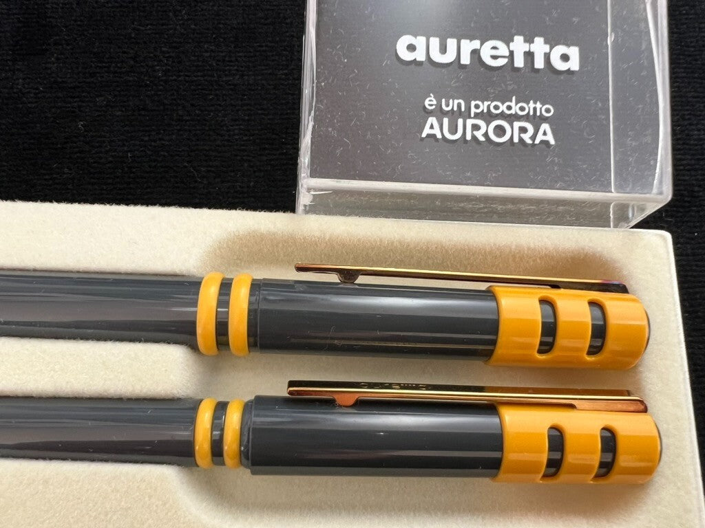 Auretta Pen Fountain Pen By Aurora Club Grey Yellow And Sphere Vintage B
