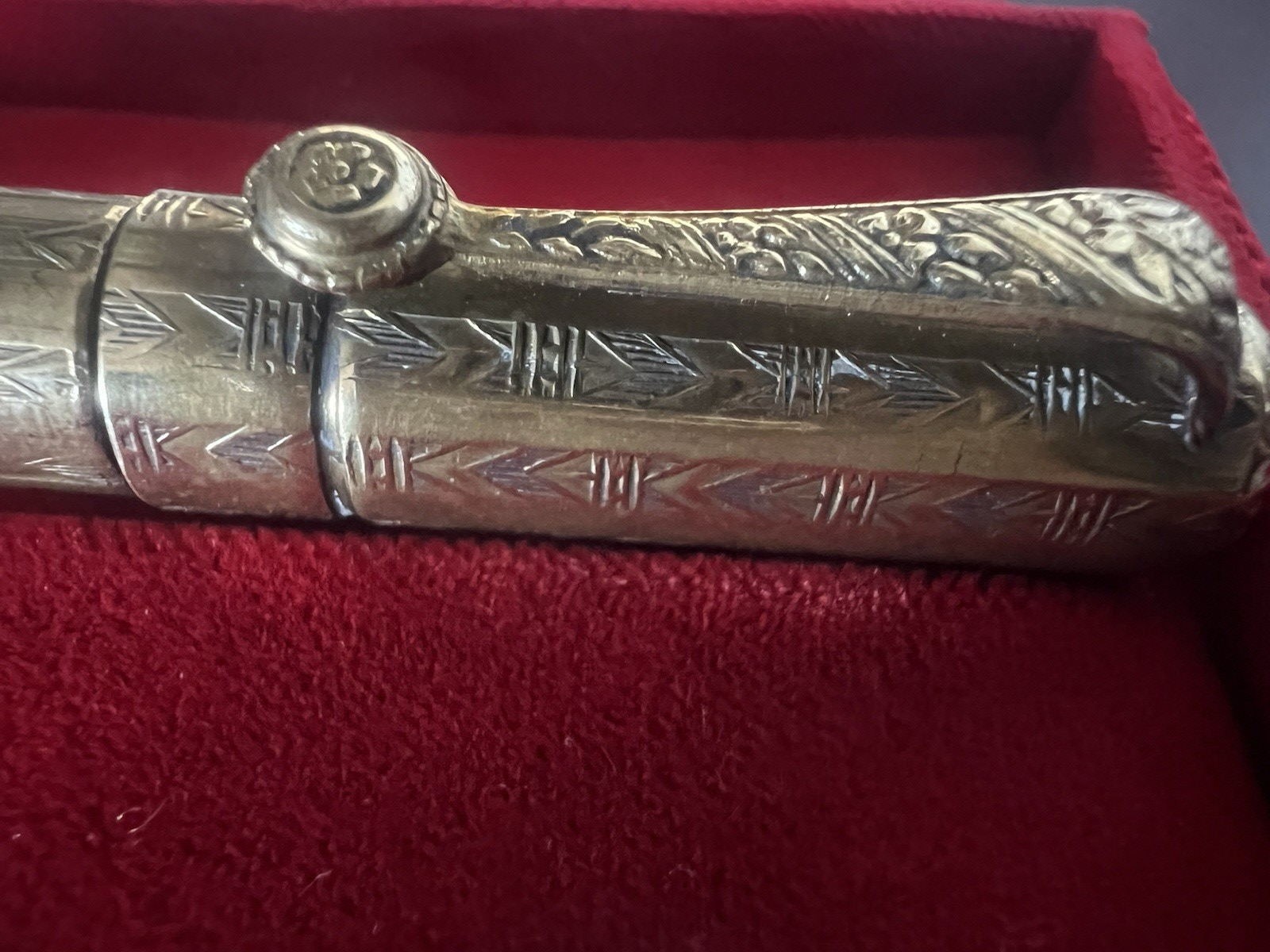 🔴 Penna stilografica placcata oro eyedropper Art Nouveau scrive antica 1915