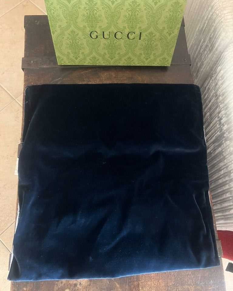 🔴 GUCCI sacca anti polvere borsa scarpe da viaggio velluto blu 39 cm NOS