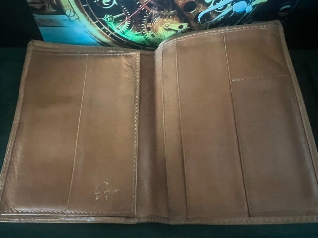 CARTIER Women's Wallet Document Holder Leather Flower ORIGINAL Vintage