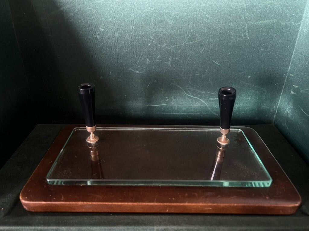 🔴 OMAS penna portapenne PELLE VETRO sfera stilografica stilofori 2 p vintage