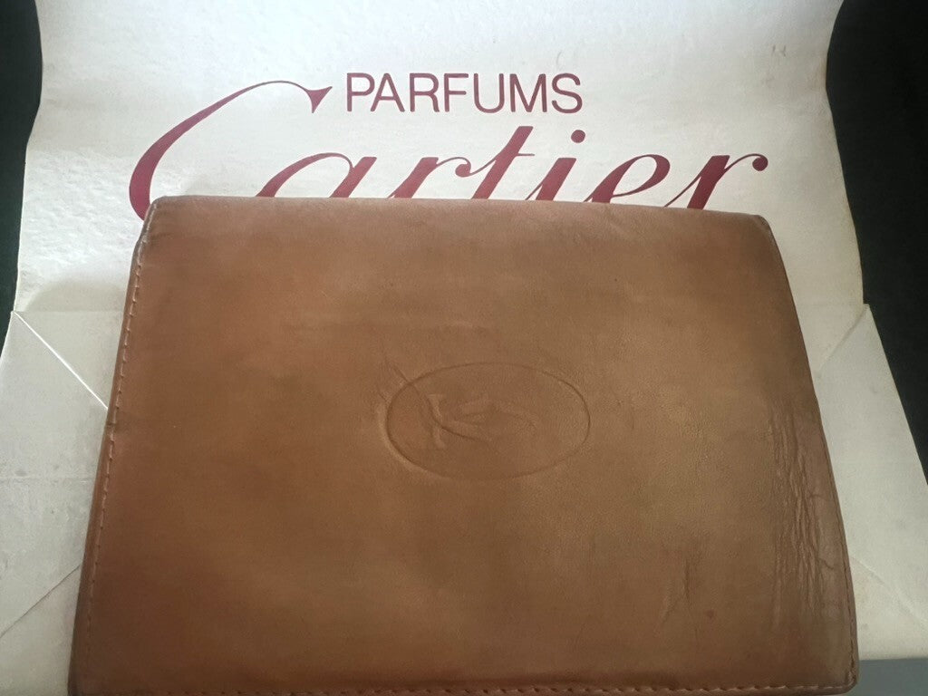 CARTIER Women's Wallet Document Holder Leather Flower ORIGINAL Vintage