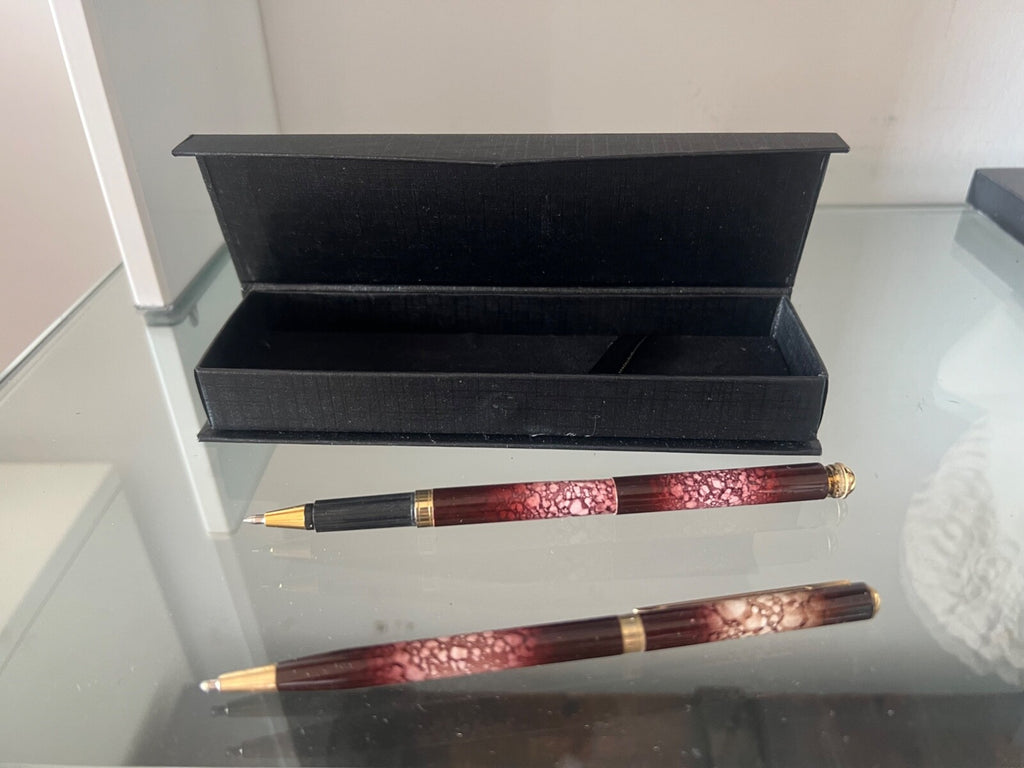🔴 ZOLA MARK II penna sfera + roller LACCA marmorizzate scrivono vintage