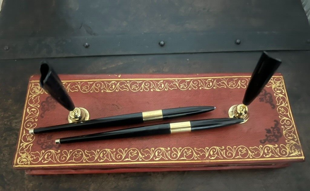 Supports Penne Sphère Stilofori Articulé Base Porte- Stylo-Plume Cuir Vintage