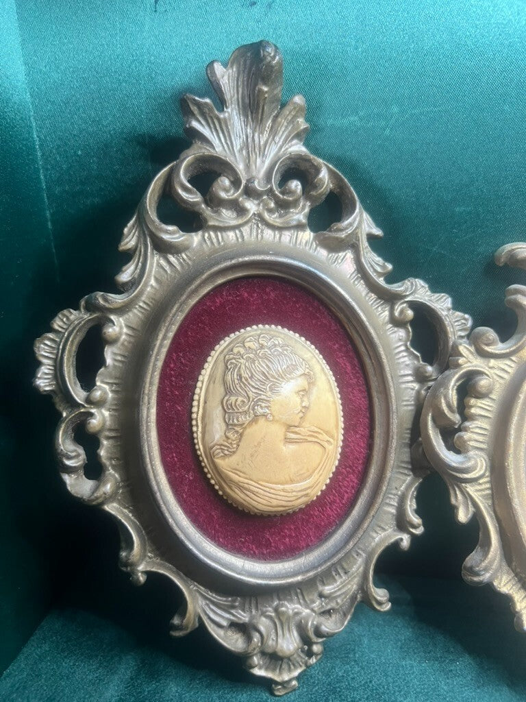 🔴 Quadri MINIATURE fiori cornice MERLETTI bronzo legno italiani vintage