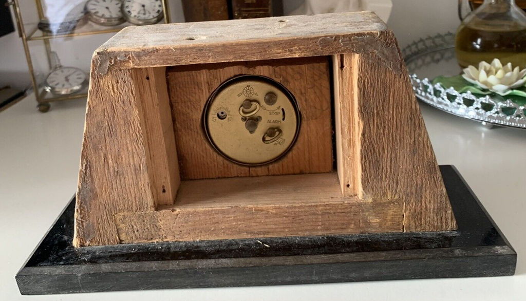 🔴 EUROPA seltener Vintage-Kamintischwecker aus Holz aus den 1930er und 1940er Jahren 