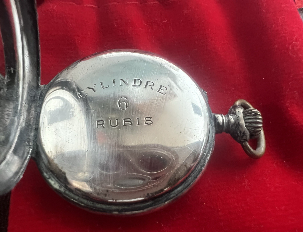 🔴 Orologio tasca ARGENTO 800 donna da revisionare parti vintage cilindri 5