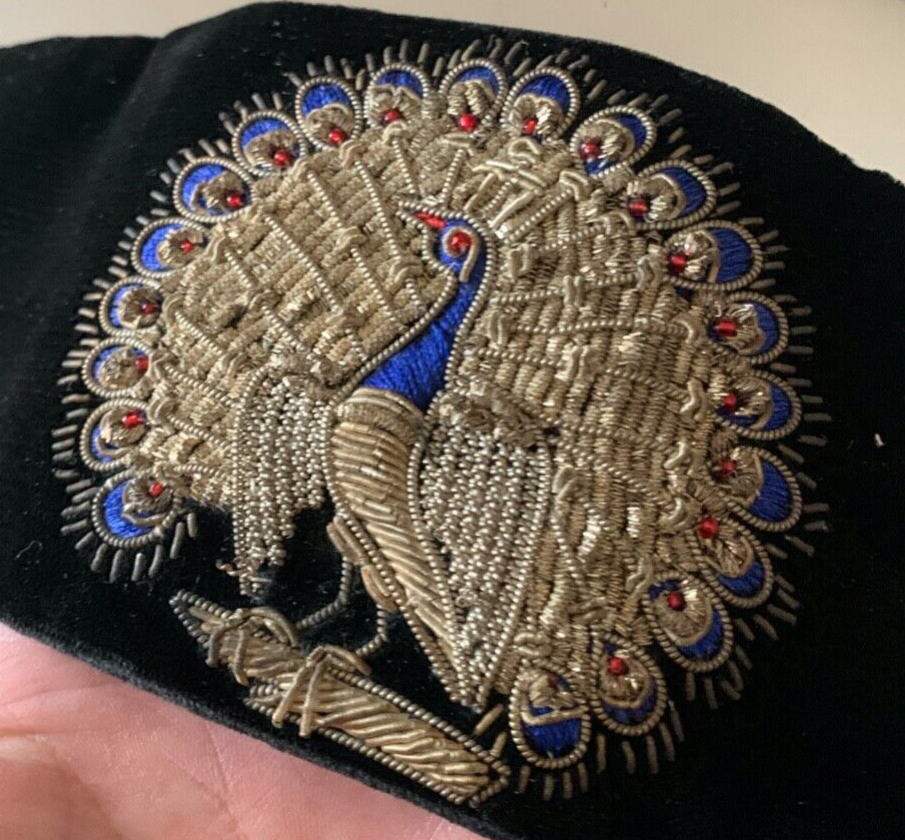 🔴 Cinta cintura VELLUTO RICAMO ORO COBALTO PAVONE camicia notte geisha VINTAGE