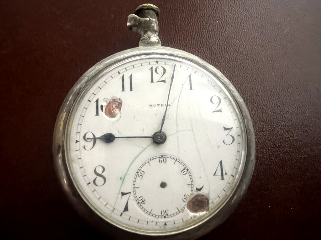 🔴 Orologio tasca ARGENTO 800 uomo da revisionare parti vintage Moeris N 16