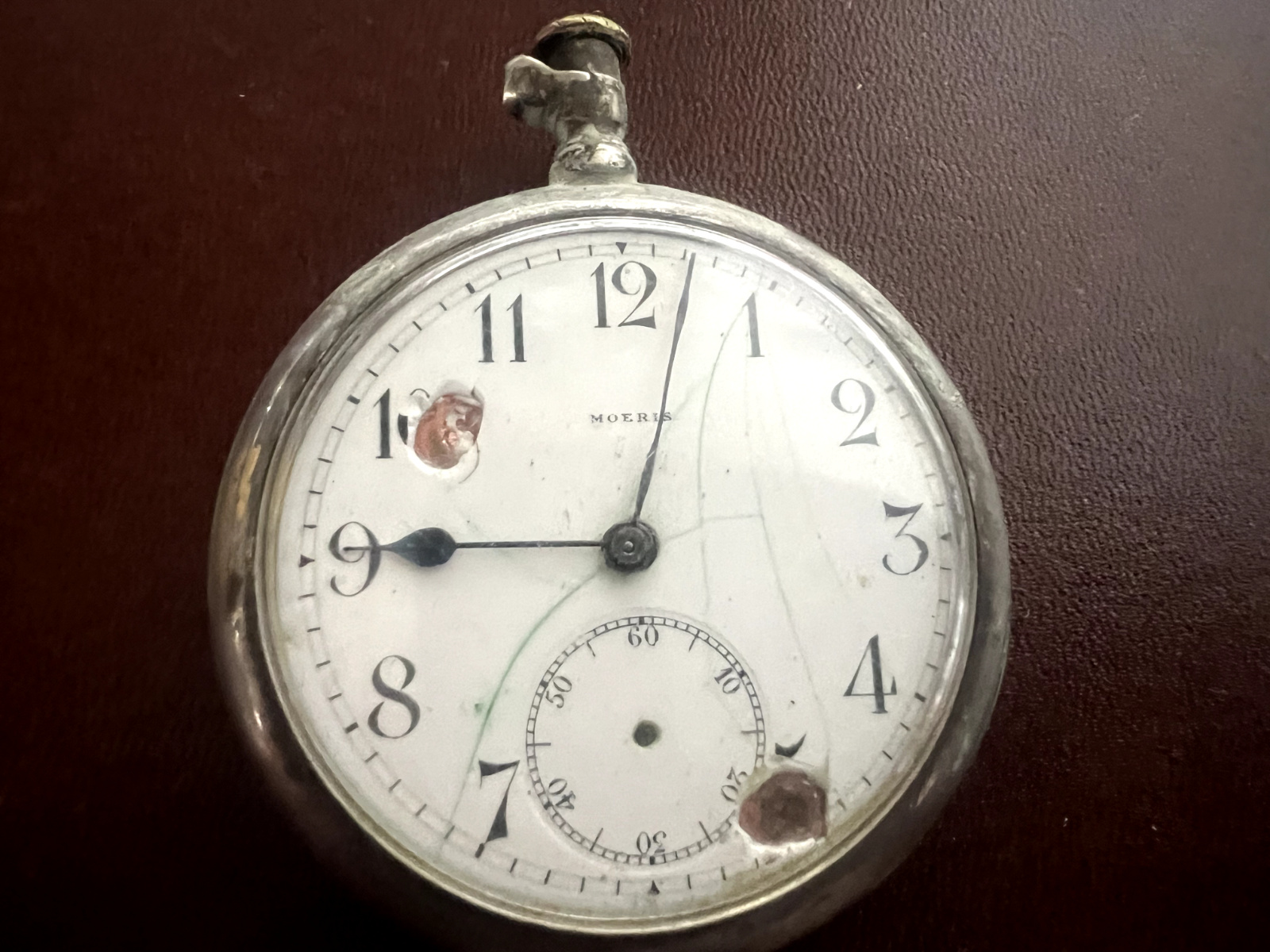 🔴 Orologio tasca ARGENTO 800 uomo da revisionare parti vintage Moeris N 16