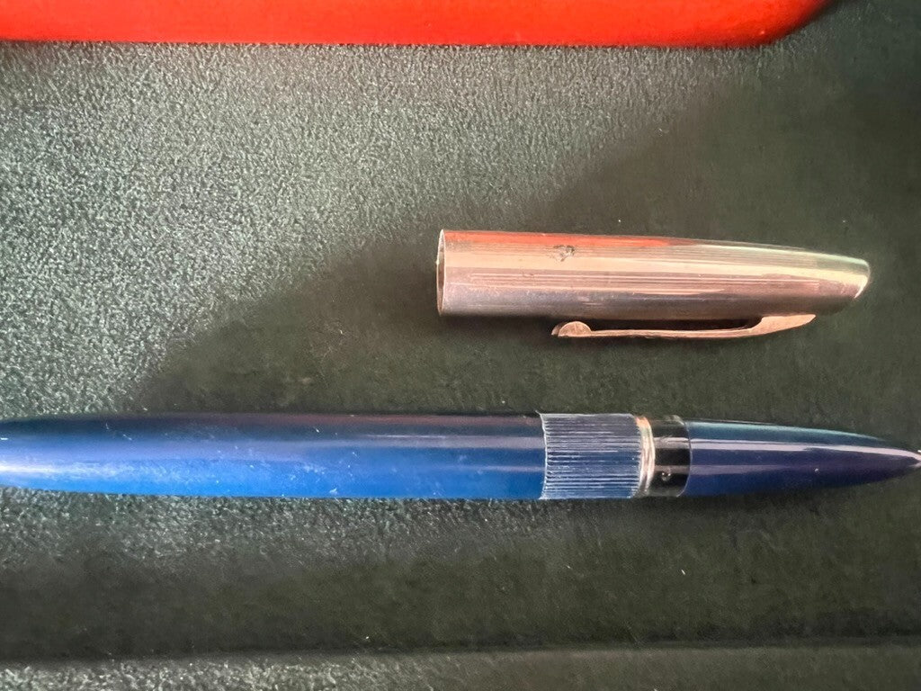 Penne Stylos-Plumes Bleu Blanque A Piston Scrivono pour Encre Vintage B