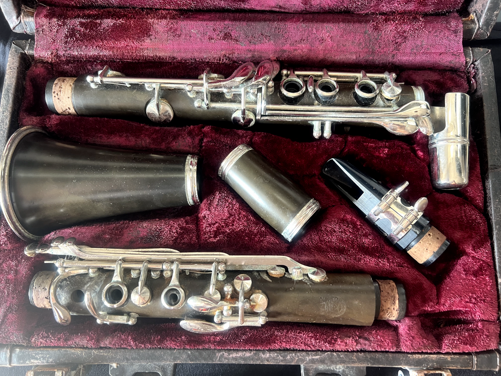 🔴 Clarinetto HSINGHAI legno completo valigia interno velluto originale vintage