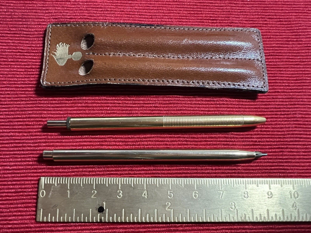 Carabinieri Stylo-Plume Sphère à Bouton + Portemine Crayon Dorées Scrivino Cru 