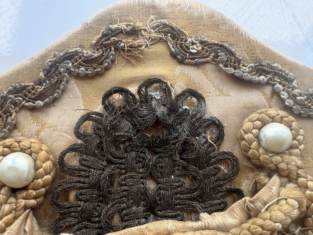 🔴 Porta spazzola da parete tessuto damascato ricamo floreale vintage 1950