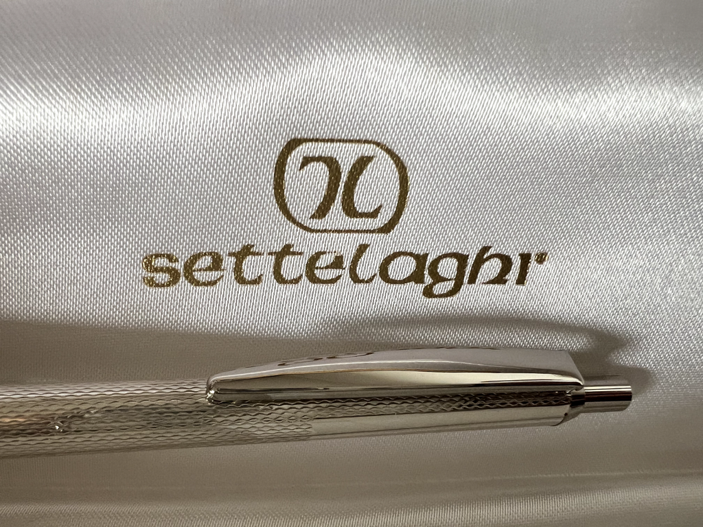 🔴 SETTELAGHI penna sfera ARGENTO 925 MASSICCIO guillocchè finestra personale 7