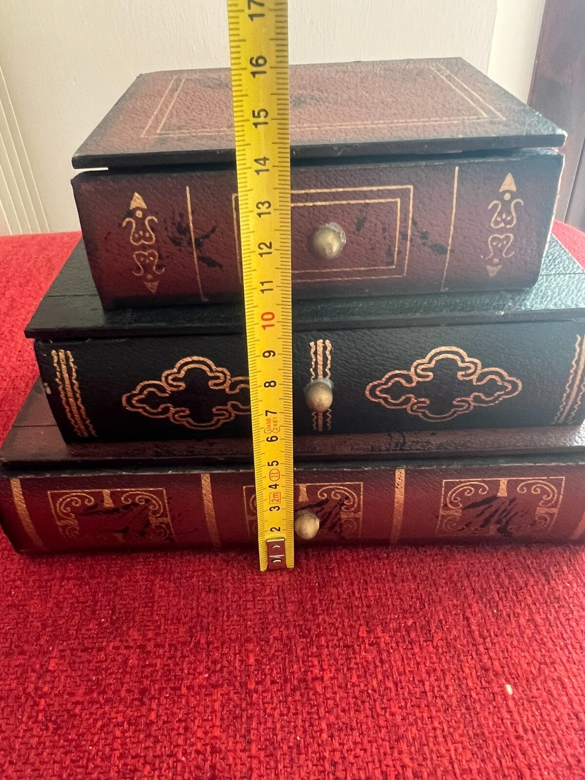 🔴 LIBRI contenitori cassaforte nascondiglio preziosi con pomelli pelle L 22 cm